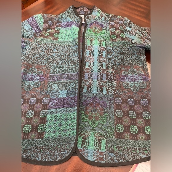 Serengeti . Women’s hippie Tapestry style blue and green Cadigan/ jacket size M - Picture 3 of 7